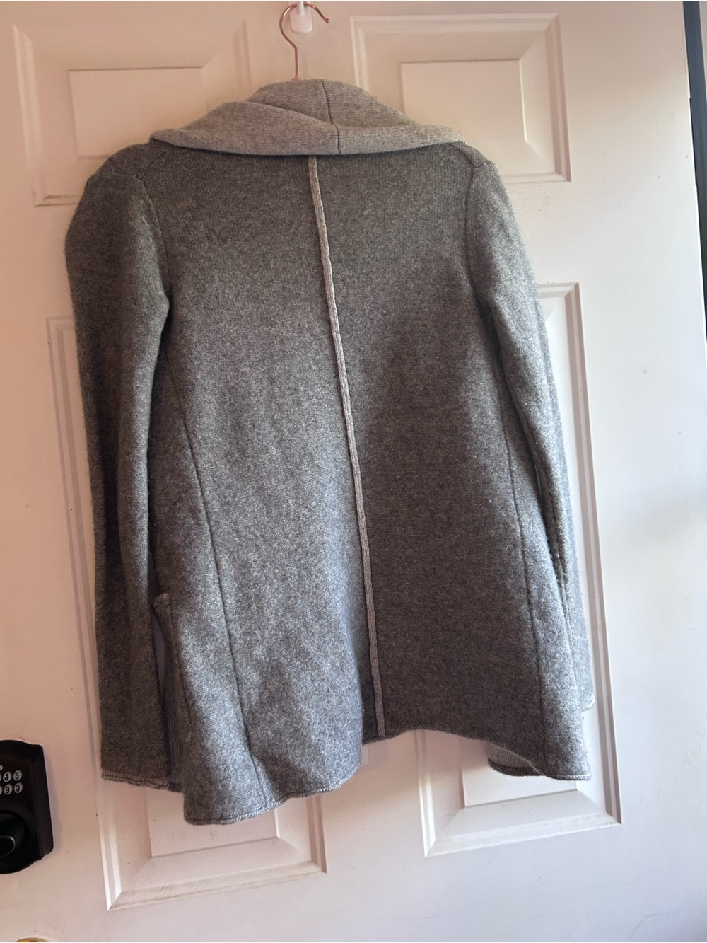 Babaton Gray Wool Cashmere Long Open Cardigan Sweater Pockets - Picture 10 of 16